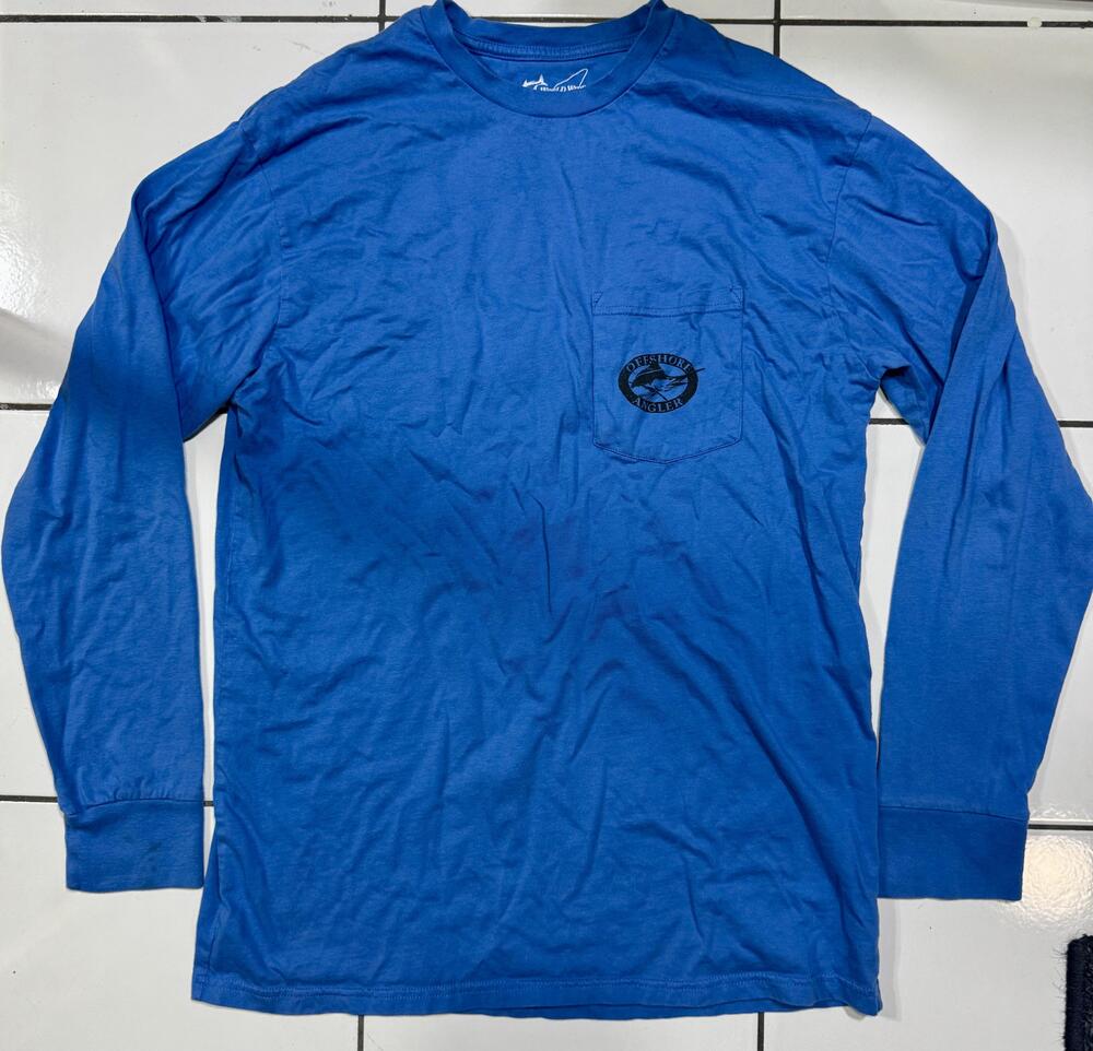 World Wide Sportsman Offshore Angler Shirt Mens Large Blue Long Sleeve Fishing